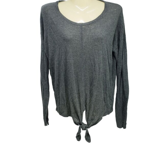 Madewell Womens Modern Tie-Front Knit Top Medium Gray - Picture 7 of 8